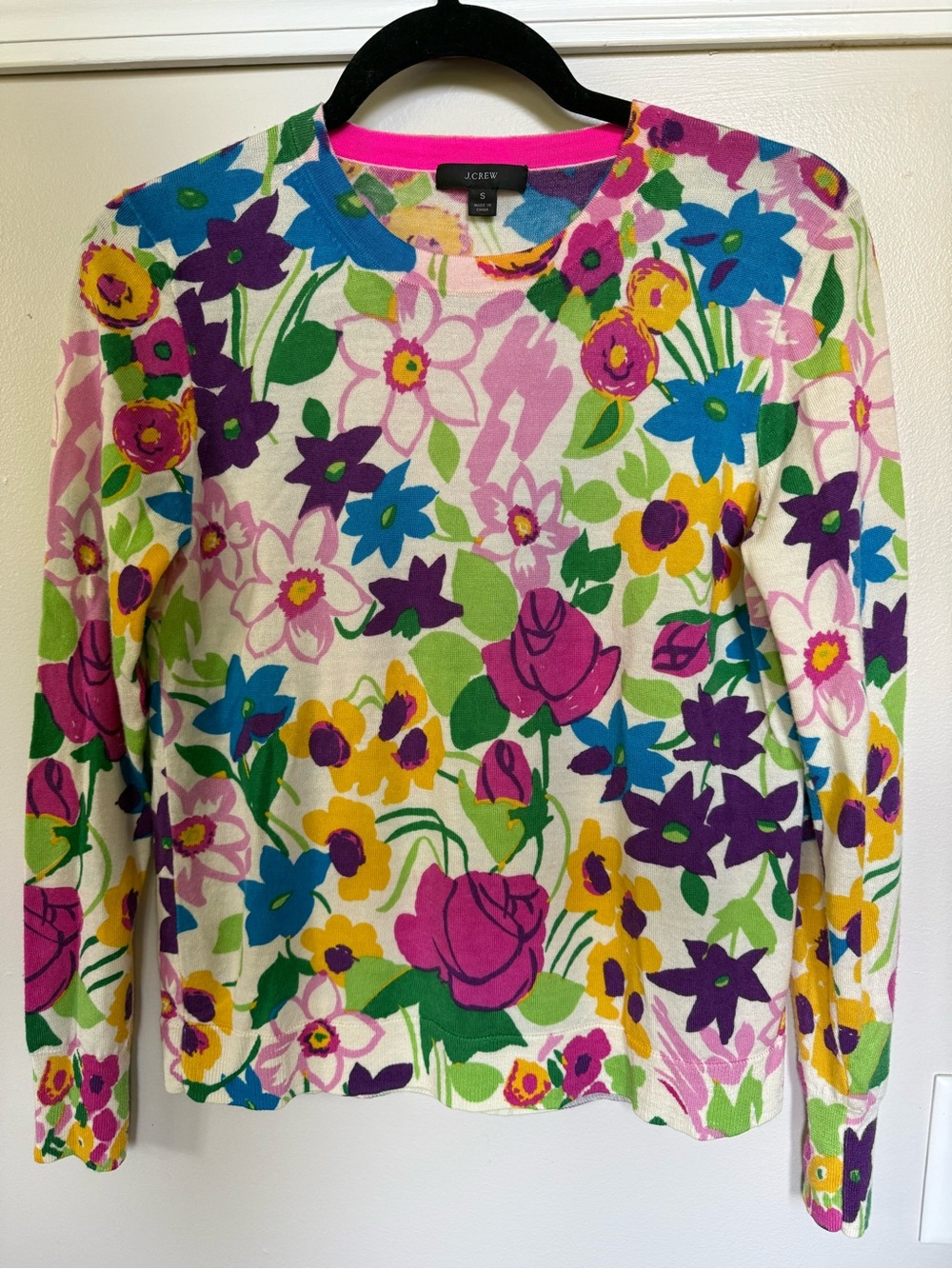 J.Crew Margot floral sweater vibrant garden S - Picture 6 of 8